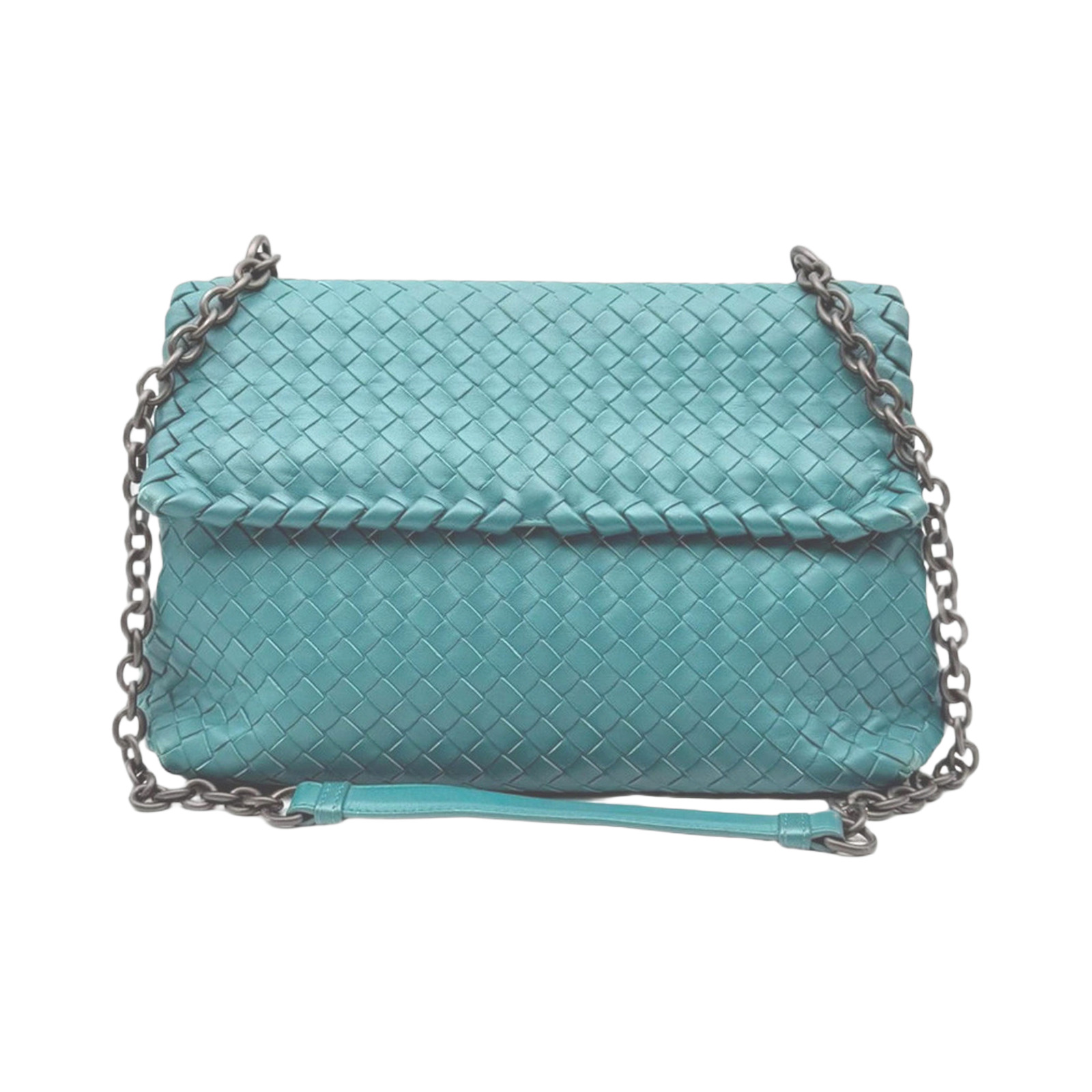 Bottega Veneta Intrecciato Leather Olimpia Shoulder Bag In Teal