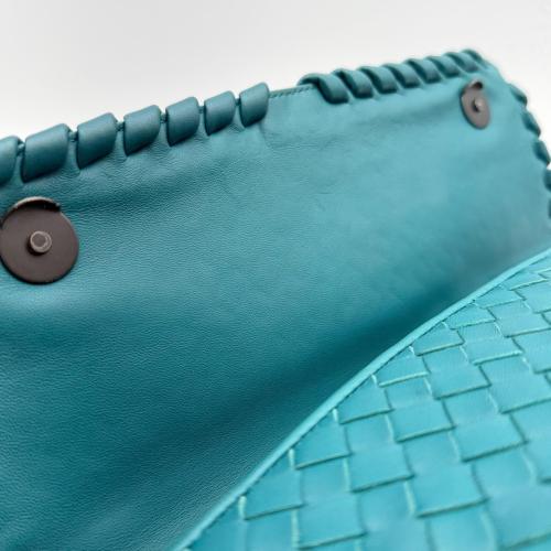 Bottega Veneta Intrecciato Leather Olimpia Shoulder Bag In Teal photo 8