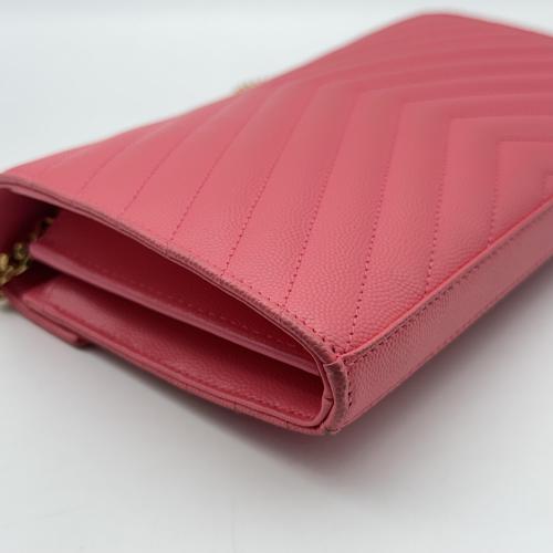 Yves Saint Laurent Pink Chevron Quilted Leather Wallet On Chain photo 2