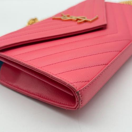 Yves Saint Laurent Pink Chevron Quilted Leather Wallet On Chain photo 3