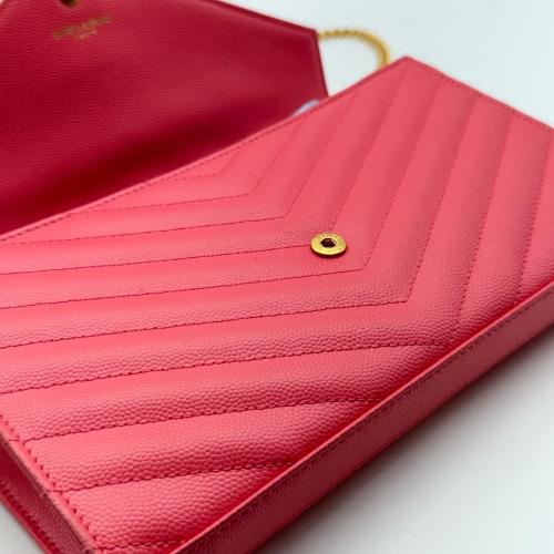 Yves Saint Laurent Pink Chevron Quilted Leather Wallet On Chain photo 4