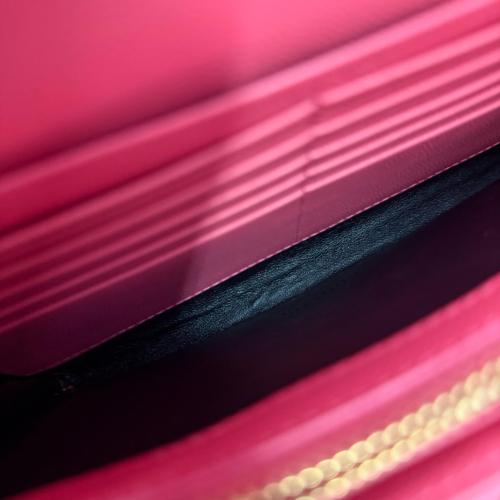 Yves Saint Laurent Pink Chevron Quilted Leather Wallet On Chain photo 7