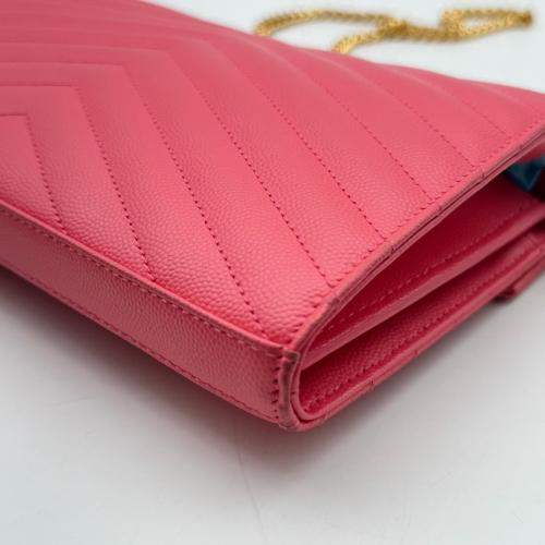 Yves Saint Laurent Pink Chevron Quilted Leather Wallet On Chain photo 8
