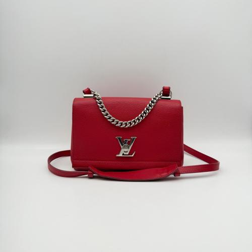 Louis Vuitton Red Grained Calfskin Lockme II BB Crossbody Bag