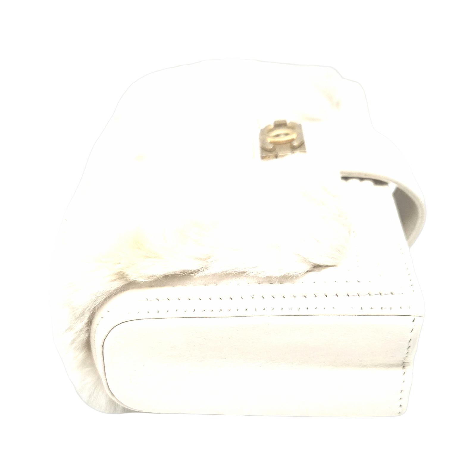 Chanel Cream-Colored Faux Fur Gold-tone CC Turnlock Clutch Bag photo 2