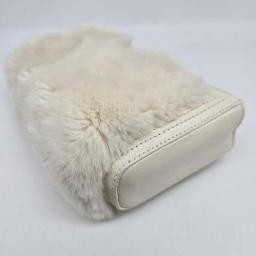 Chanel Cream-Colored Faux Fur Gold-tone CC Turnlock Clutch Bag photo 6