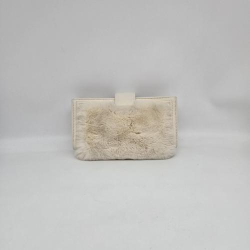 Chanel Cream-Colored Faux Fur Gold-tone CC Turnlock Clutch Bag photo 7