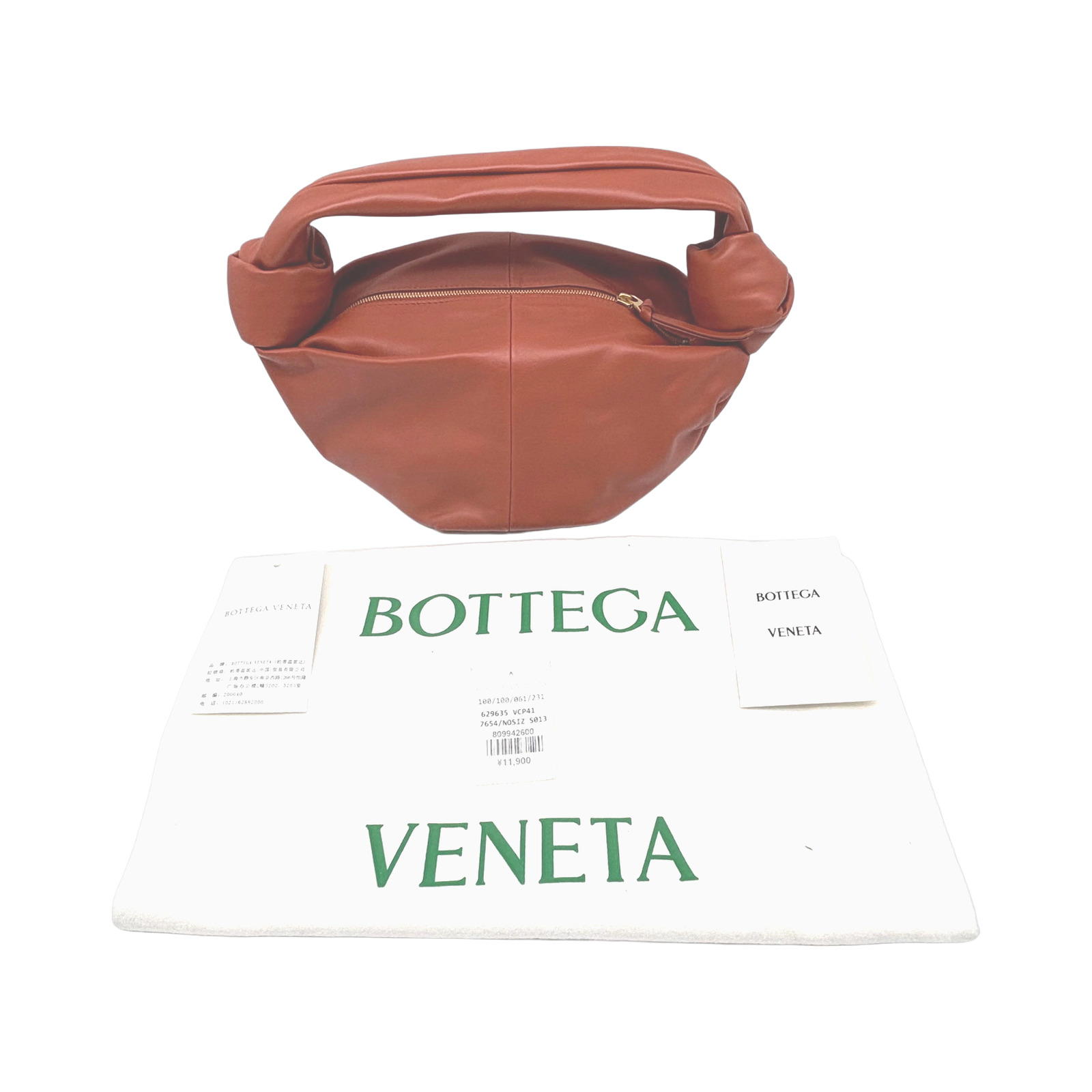 Bottega Veneta Double Knot Leather Handbag In Orange