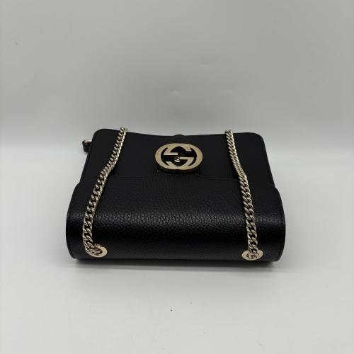 Gucci Black Leather Dollar Calfskin Interlocking G Crossbody Bag photo 7