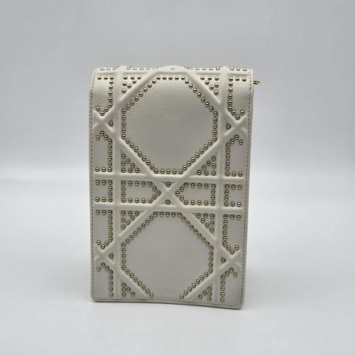 Christian Dior White Diorama Vertical Studded Clutch photo 5