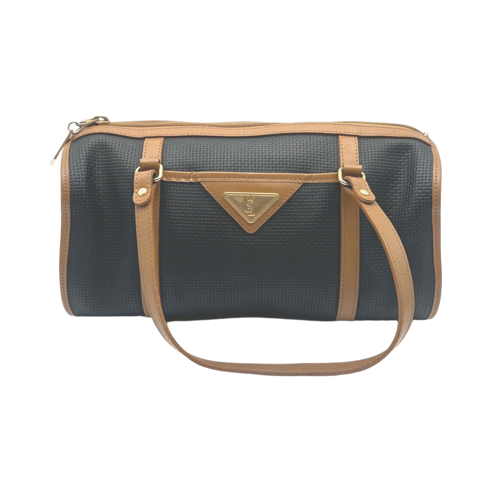 Christian Dior Black Woven Canvas Boston Bag