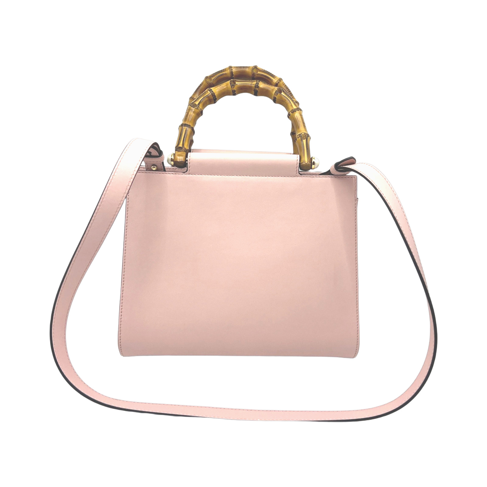 Gucci Pink Nymphaea Bamboo Top Handle Bag
