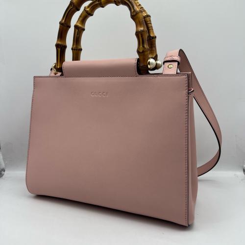 Gucci Pink Nymphaea Bamboo Top Handle Bag photo 7