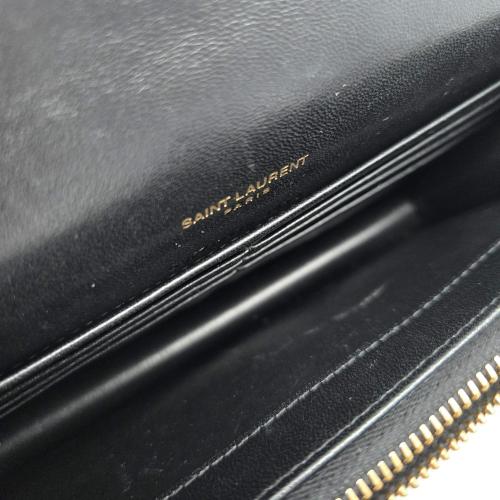 Yves Saint Laurent Chevron Pattern Black Leather Cassandre Wallet photo 6