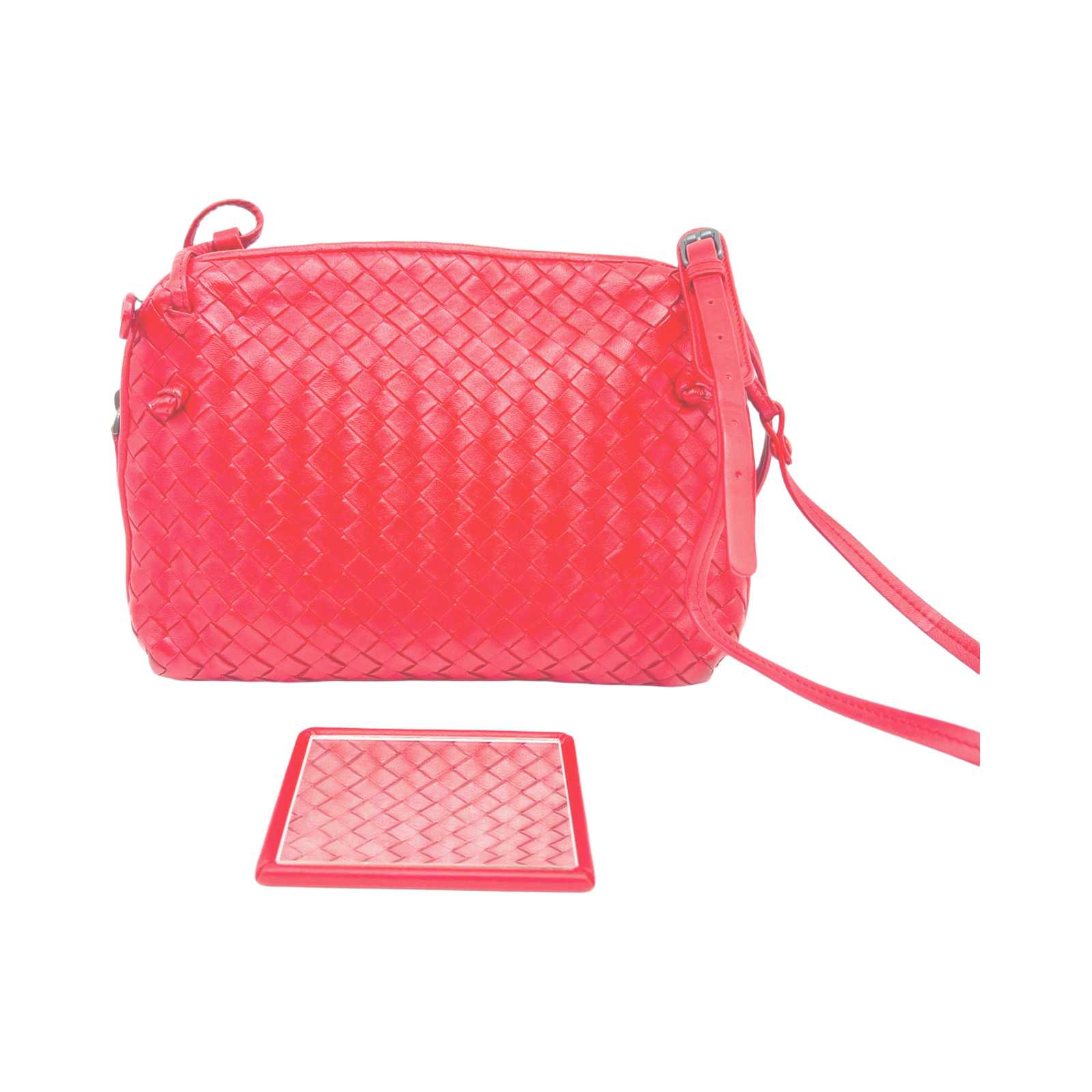 Bottega Veneta Red Intrecciato Nodini Crossbody Bag