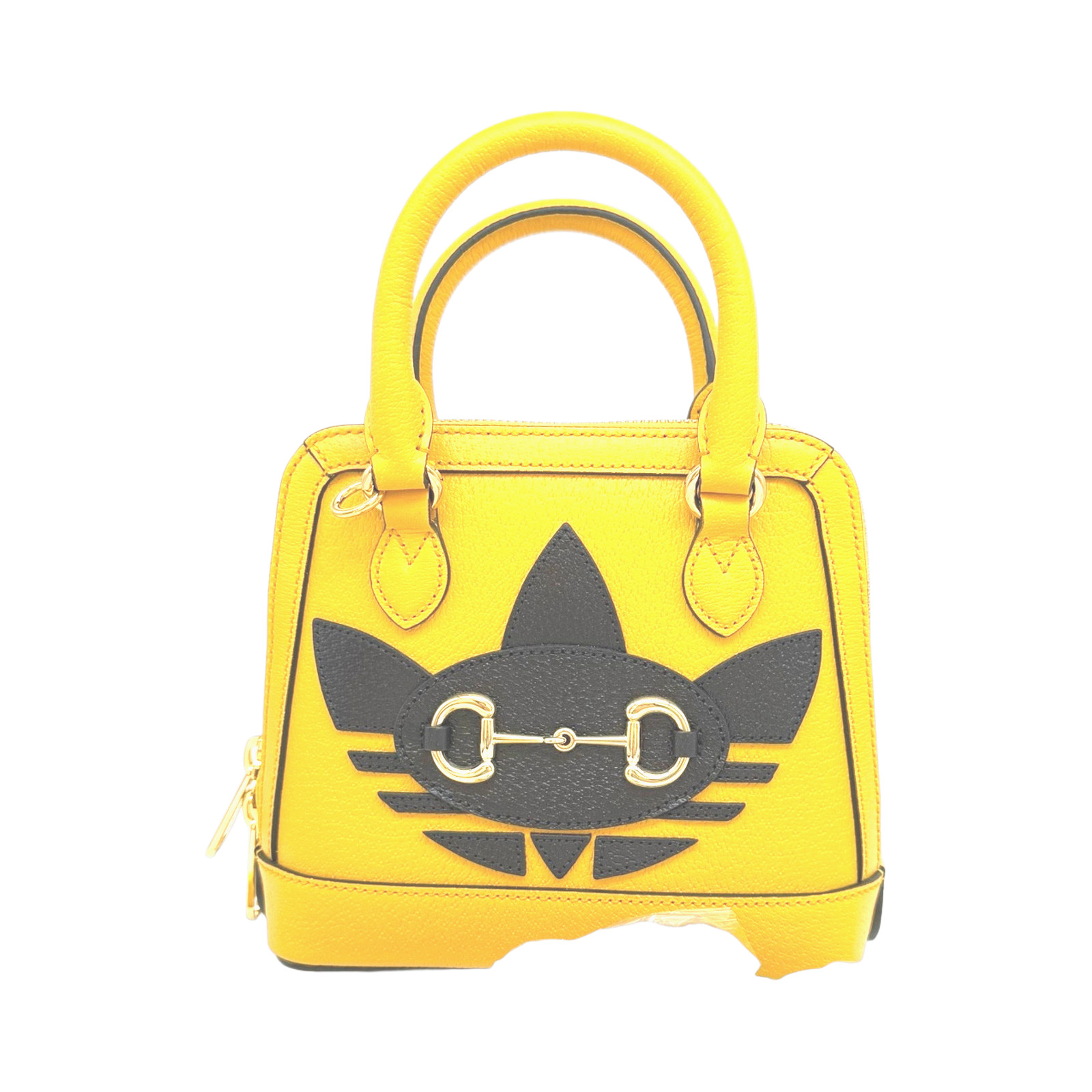 Gucci Yellow Textured Leather Gucci x Adidas Horsebit 1955 Bag