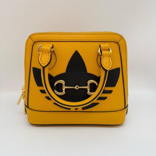 Gucci Yellow Textured Leather Gucci x Adidas Horsebit 1955 Bag photo 5