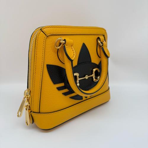 Gucci Yellow Textured Leather Gucci x Adidas Horsebit 1955 Bag photo 6