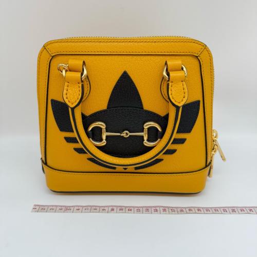 Gucci Yellow Textured Leather Gucci x Adidas Horsebit 1955 Bag photo 7