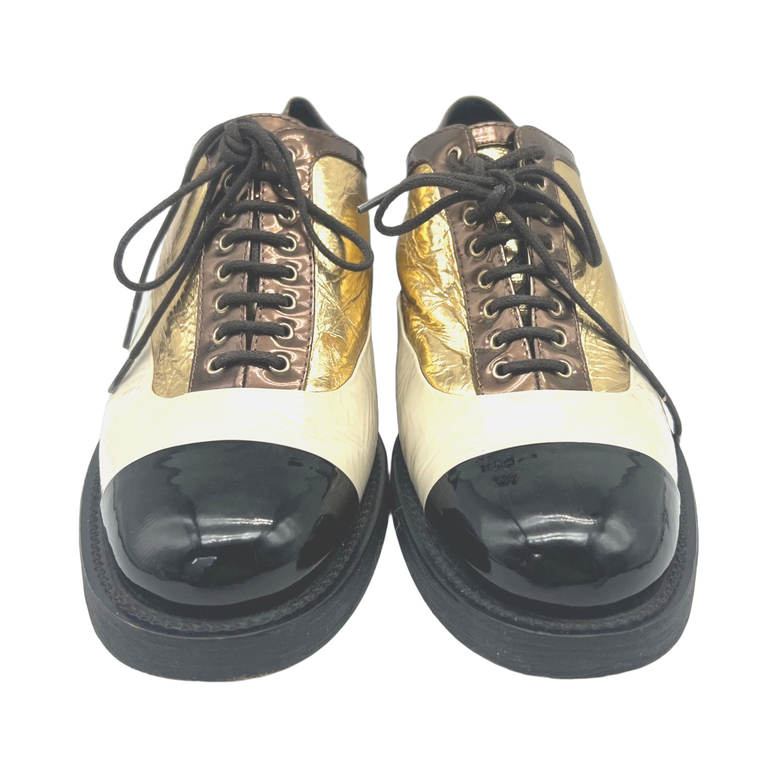 Chanel Multicolor Patent Leather Lace-up Oxfords