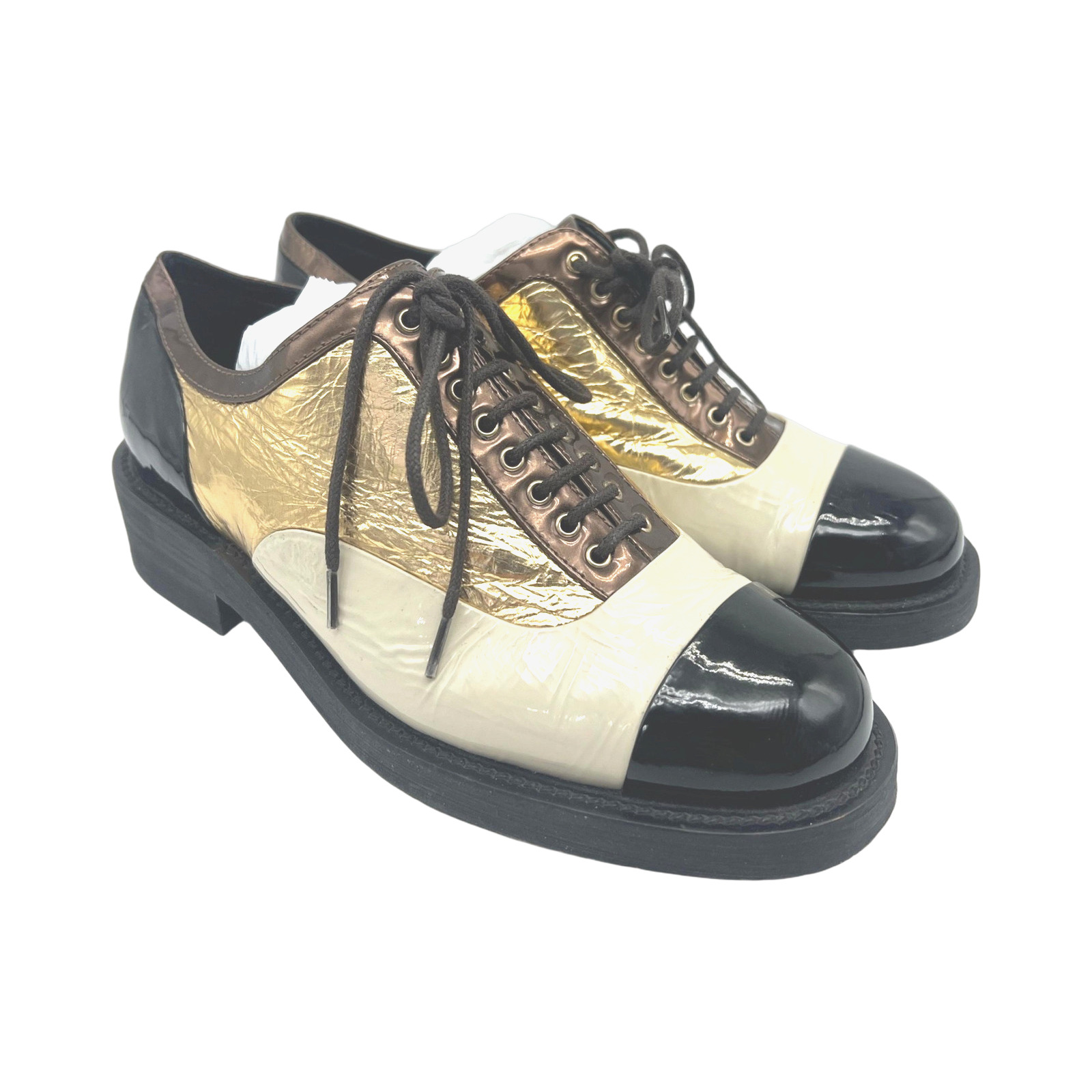 Chanel Multicolor Patent Leather Lace-up Oxfords photo 2