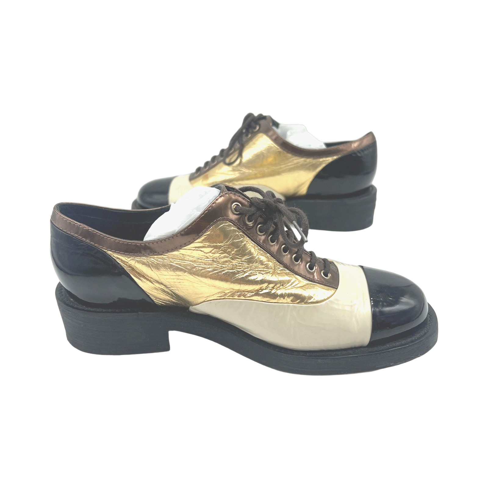 Chanel Multicolor Patent Leather Lace-up Oxfords photo 3