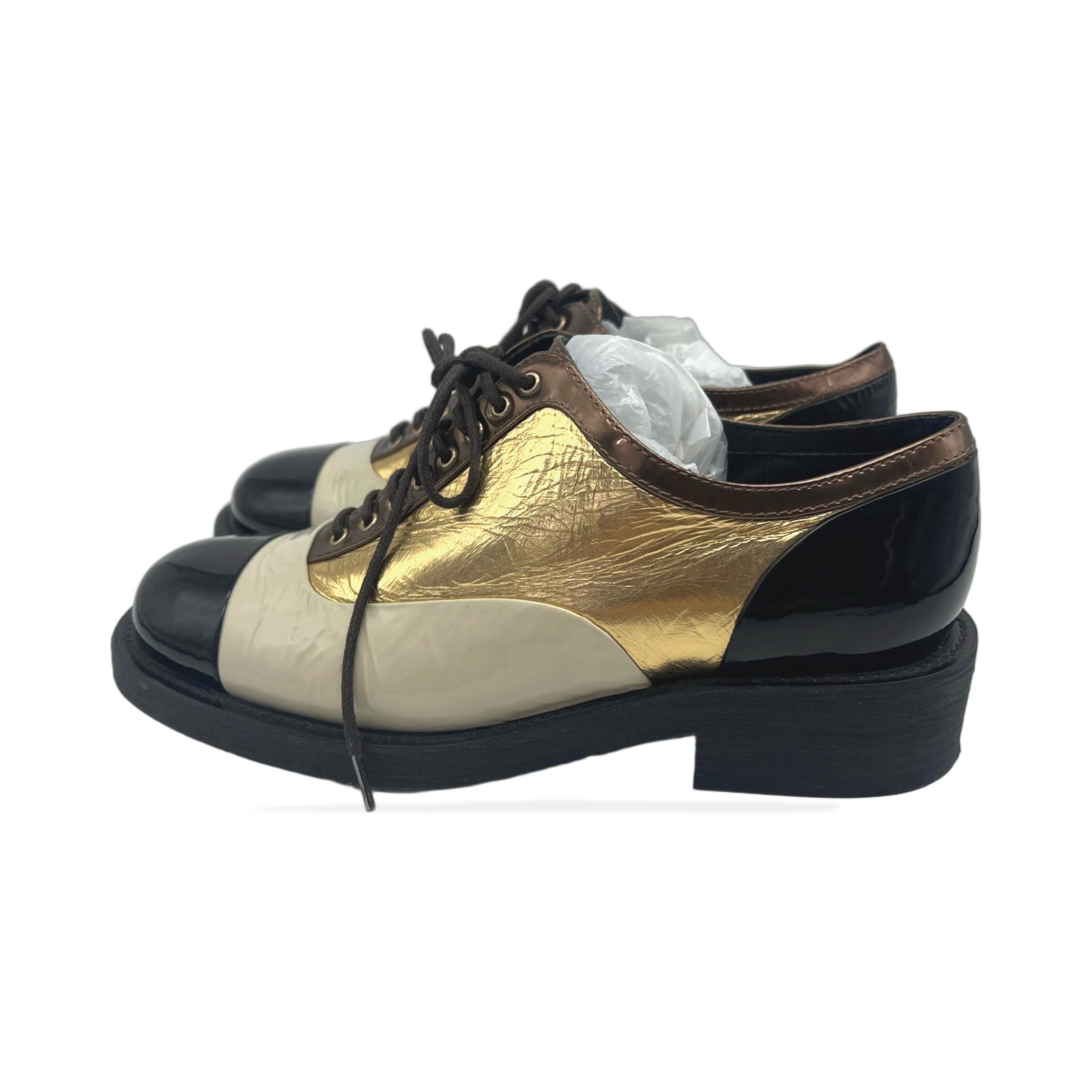 Chanel Multicolor Patent Leather Lace-up Oxfords photo 4