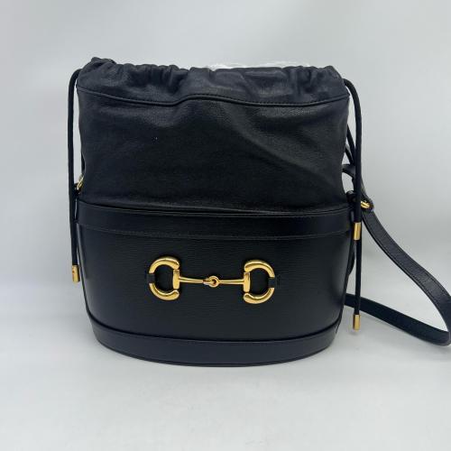 Gucci Black Leather Horsebit Bucket Bag photo 2