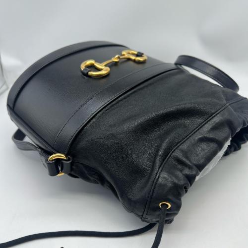 Gucci Black Leather Horsebit Bucket Bag photo 7