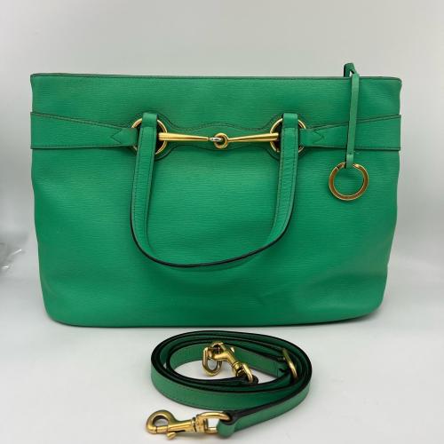 Gucci Green Leather Horsebit Tote Bag