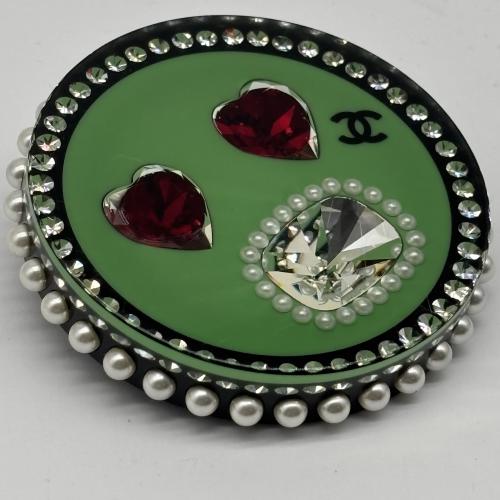 Chanel Pearl Rhinestone Pin Brooch Face Heart photo 4