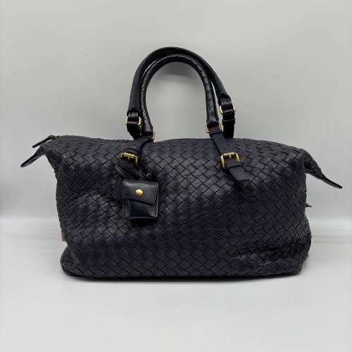 Bottega Veneta Black Intrecciato Leather Handbag