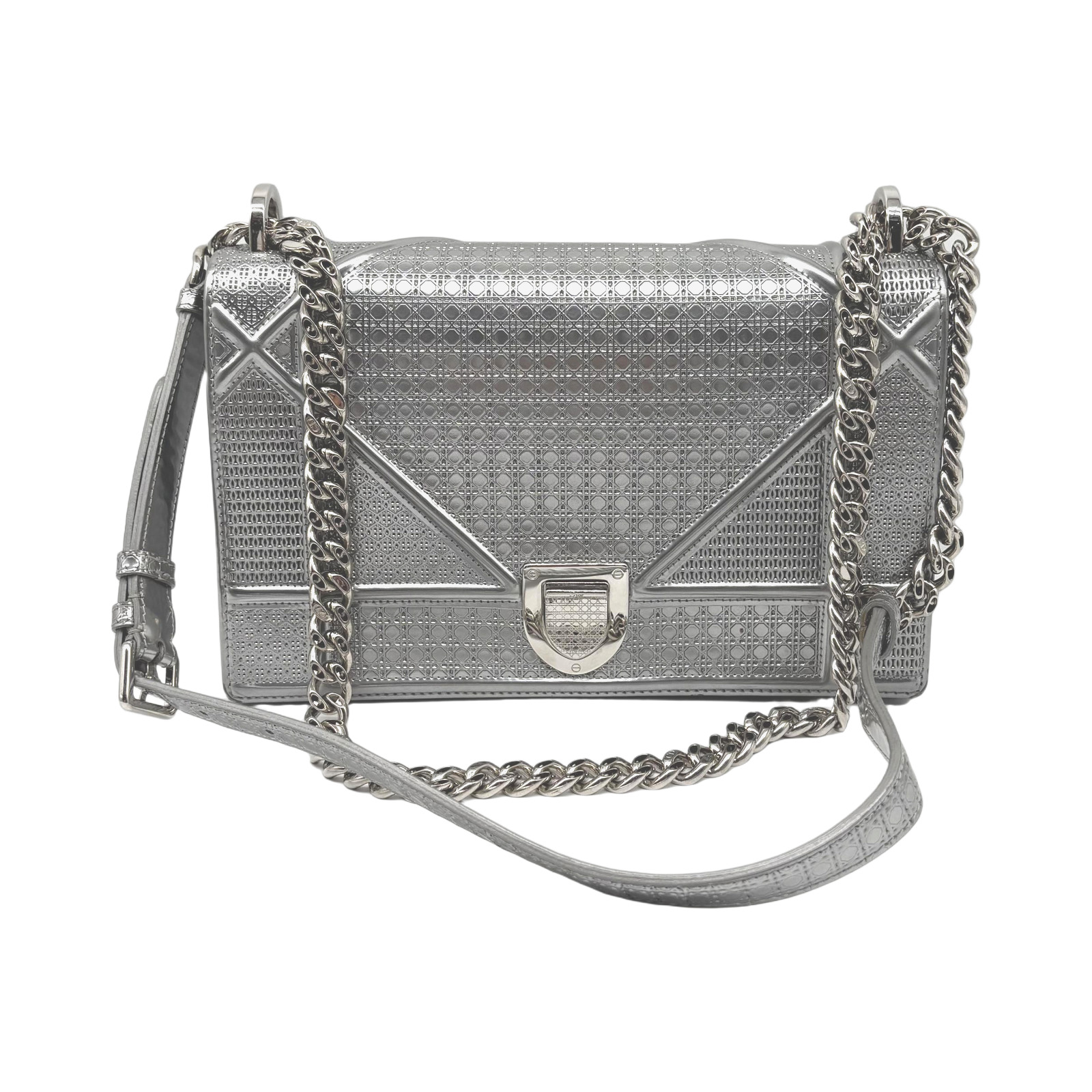 Christian Dior Metallic Silver Diorama Chain Shoulder Bag photo 2