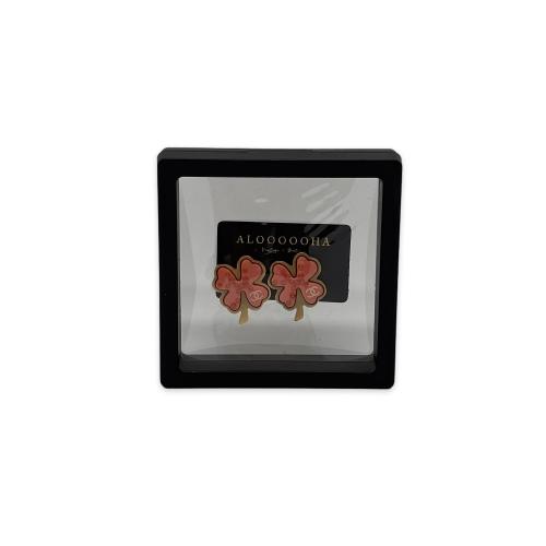 Chanel Pink Clover Motif Clip-On Earrings
