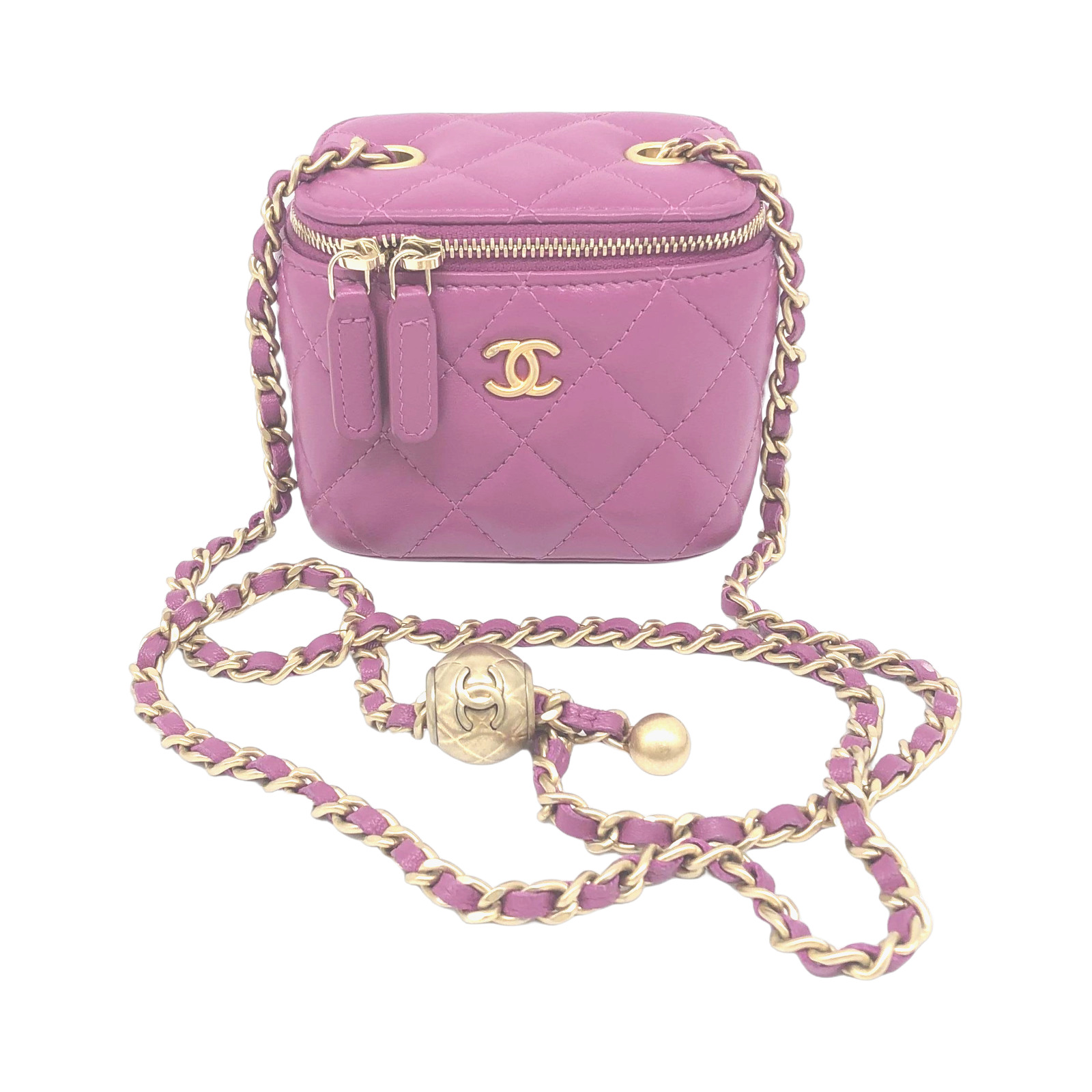 Chanel Mini Purple Lambskin Pearl Crush Vanity Case