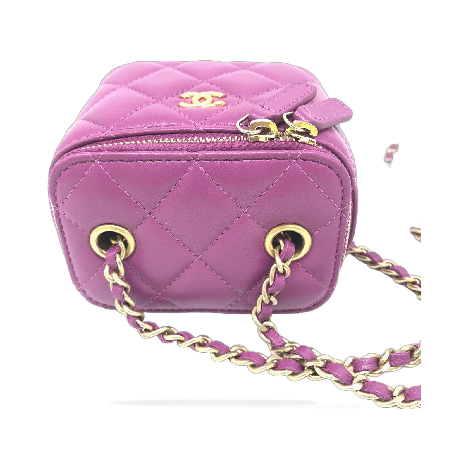 Chanel Mini Purple Lambskin Pearl Crush Vanity Case photo 4