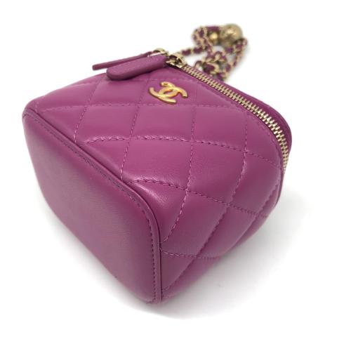 Chanel Mini Purple Lambskin Pearl Crush Vanity Case photo 8