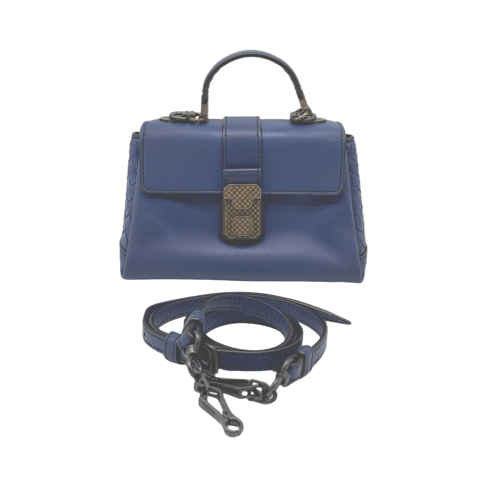 Bottega Veneta Blue Leather Mini Piazza Handbag photo 2