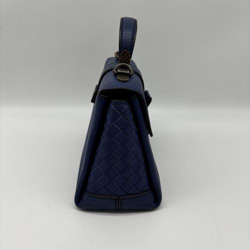 Bottega Veneta Blue Leather Mini Piazza Handbag photo 6