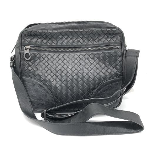 Bottega Veneta Black Woven Leather Crossbody Bag