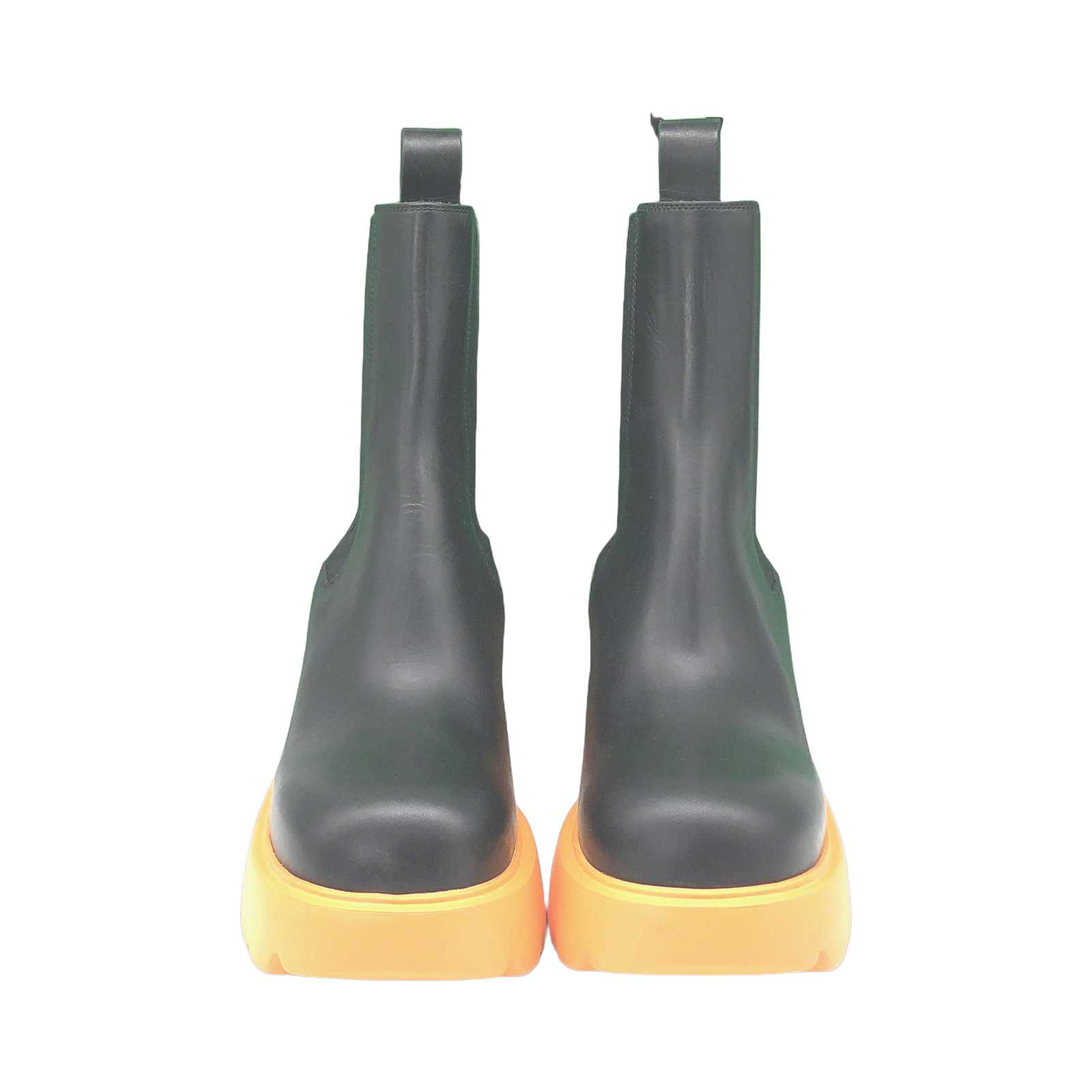 Bottega Veneta Black Chelsea Boots With Orange Sole