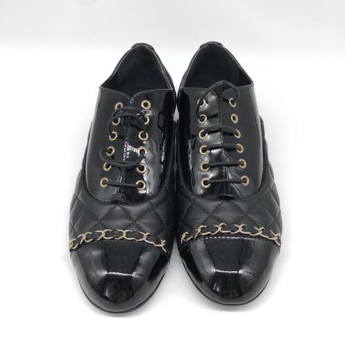 Chanel Black Quilted Leather Lace-Up Shoes photo 5