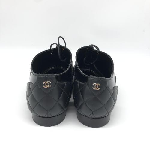 Chanel Black Quilted Leather Lace-Up Shoes photo 6