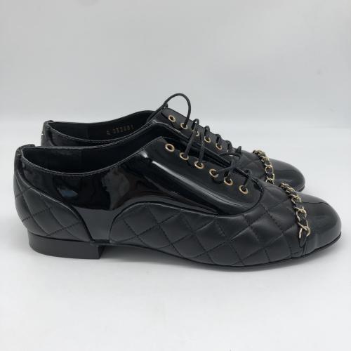 Chanel Black Quilted Leather Lace-Up Shoes photo 7