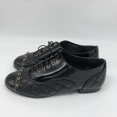 Chanel Black Quilted Leather Lace-Up Shoes photo 8