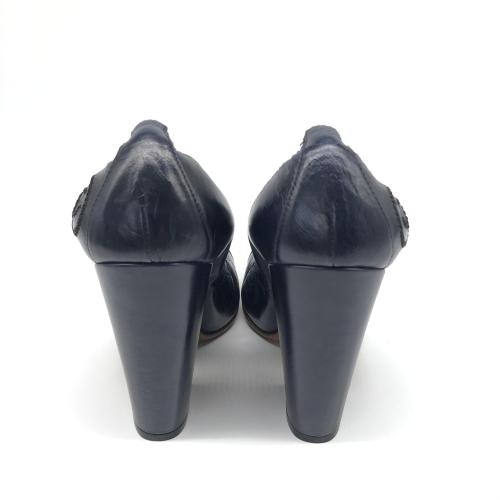 Chanel Navy Leather Pumps With Block Heel photo 5