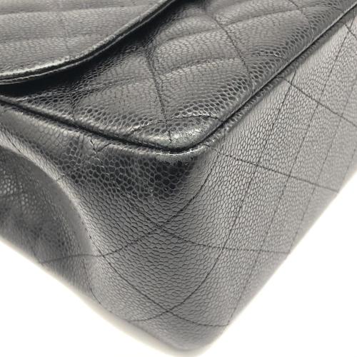 Chanel Black Quilted Caviar Jumbo Timeless Flap Bag photo 7