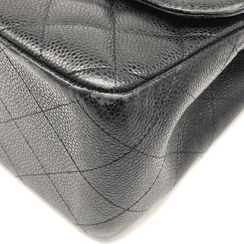 Chanel Black Quilted Caviar Jumbo Timeless Flap Bag photo 8