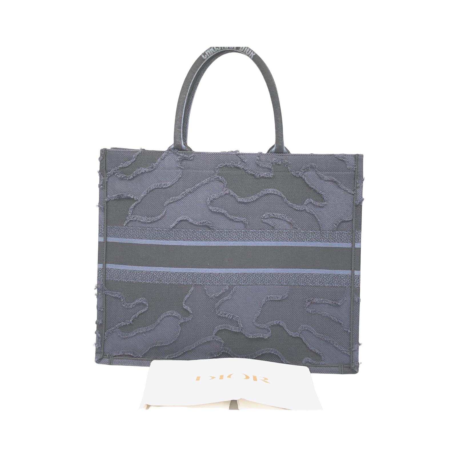 Christian Dior Navy Blue Camouflage Embroidered Canvas Book Tote Bag photo 2
