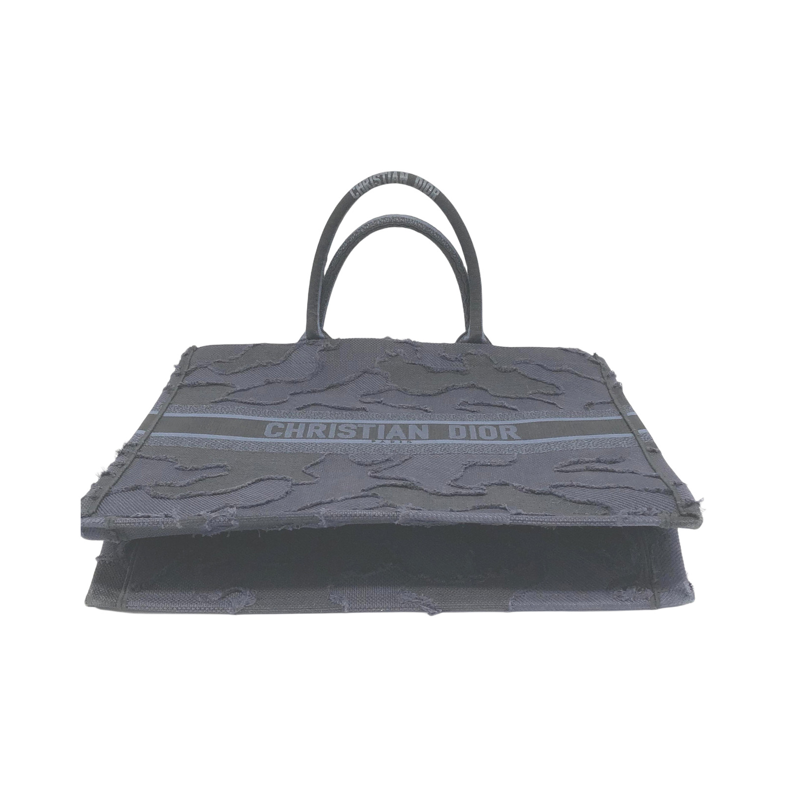 Christian Dior Navy Blue Camouflage Embroidered Canvas Book Tote Bag photo 3